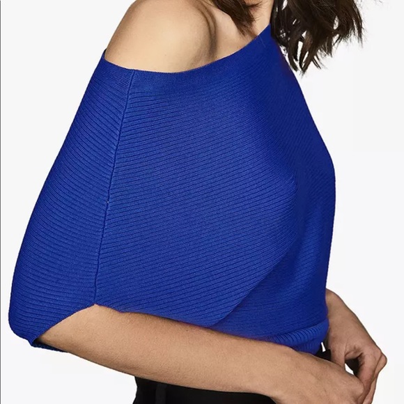Reiss Meryl Drape Sleeve Top, Cobalt Blue - Picture 5 of 8